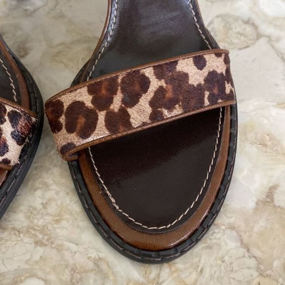 Franco Sarto?Cheetah Leopard Print Pony Hair Strappy  Heeled Sandals - Picture 6 of 8